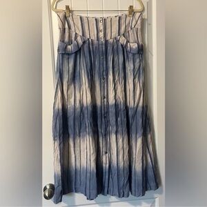 NWOT Rare Free People Linen Blend Tie Dye Button Down Midi Skirt Size 12 Boho